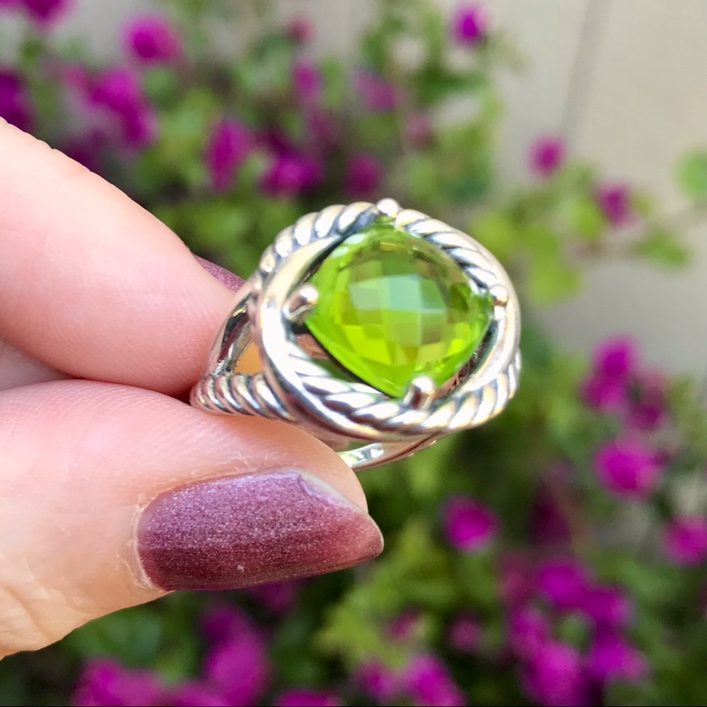 David Yurman Sterling Silver Infinity Ring with Peridot